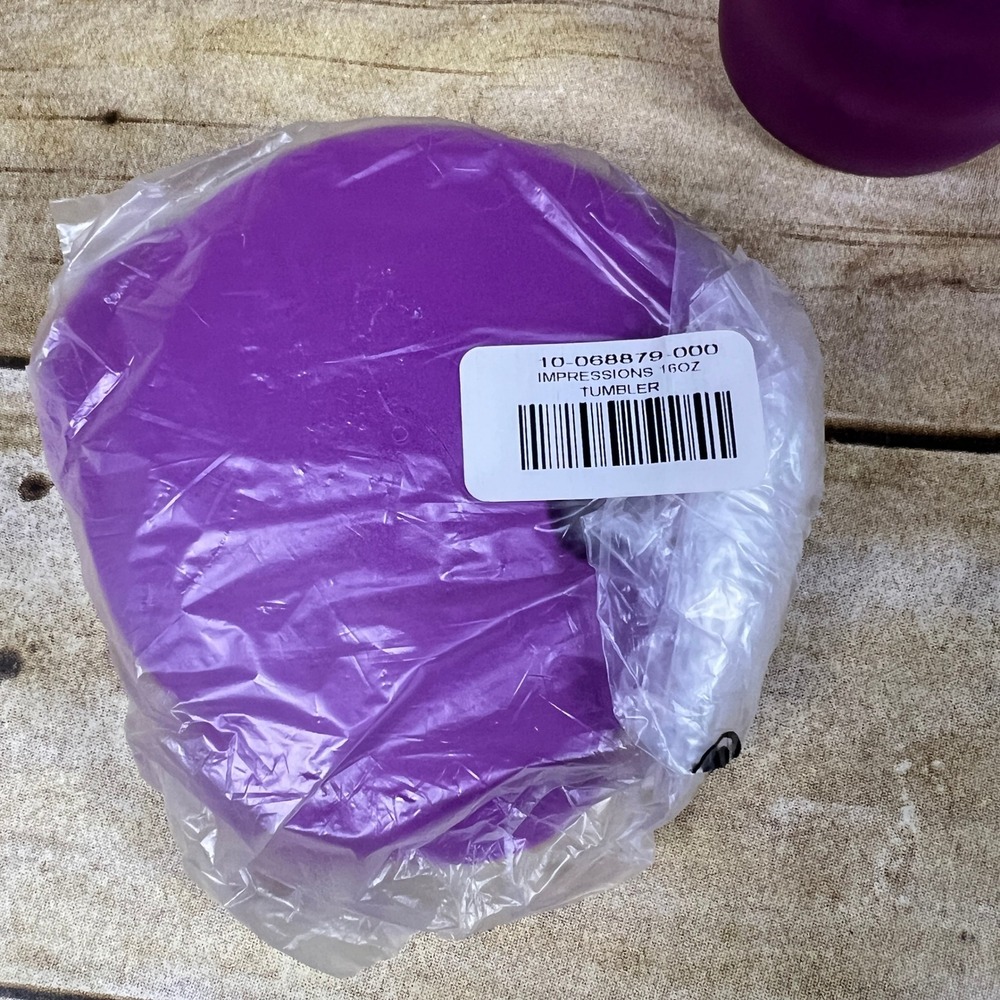 Tupperware Impressions Tumblers 16-oz Set of 4 with Dripless Seals Purple NEW - Picture 7 of 8